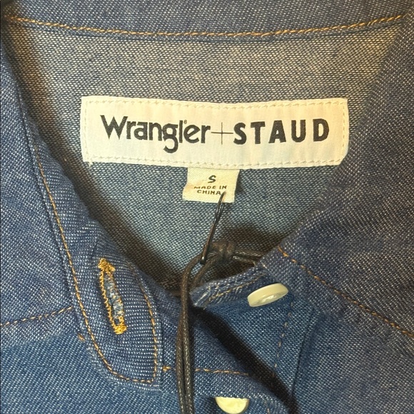 Wrangler x STAUD Denim Shirt Dress Western Cowgirl Boxy Small NWT - Picture 4 of 9
